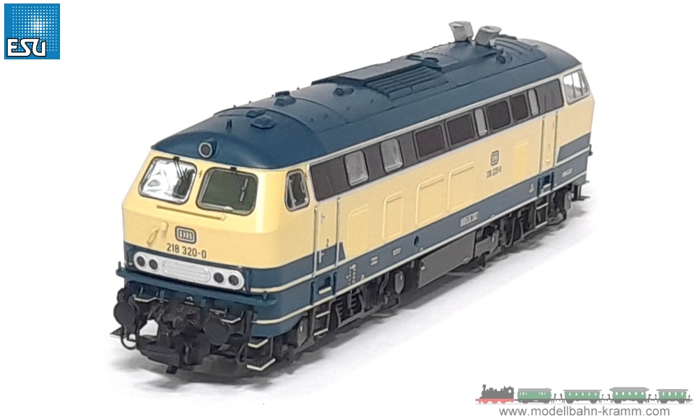 ESU 31011, EAN 4044645310113: H0 DC und AC Diesellok BR 218 320, ozeanblau/beige, Epoche IV der DB