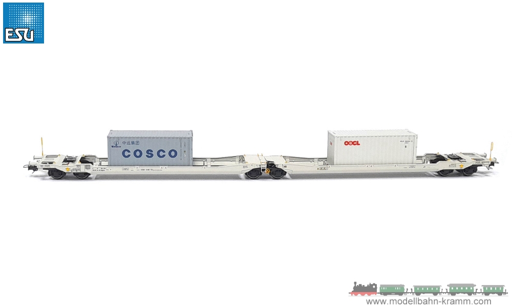 ESU 36554, EAN 4044645365540: H0 Taschenwagen mit 2x Container OOCL/Cosco, Epoche VI, NL-RN