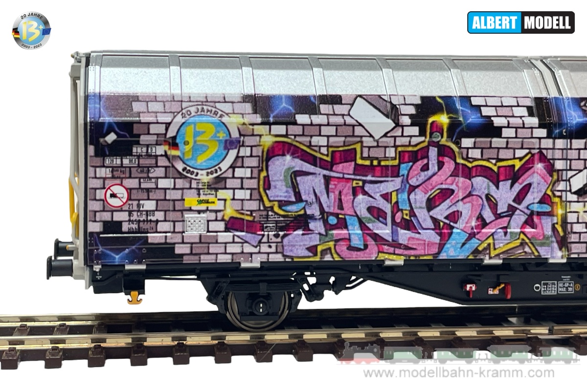 Albert Modell 245042, EAN 4250528622925: H0 DC Schiebewandwagen Hbbillns, SBB, Ep.VI, Graffiti Edition ´20 Jahre w13plus´