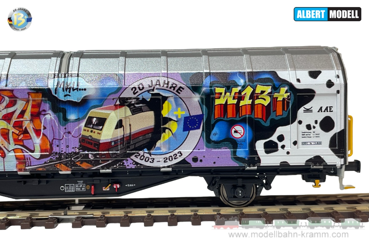 Albert Modell 245042, EAN 4250528622925: H0 DC Schiebewandwagen Hbbillns, SBB, Ep.VI, Graffiti Edition ´20 Jahre w13plus´