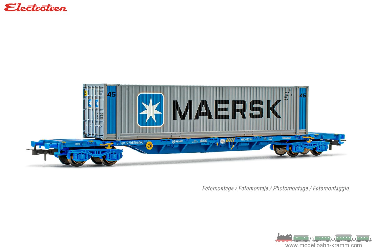 Electrotren 6044, EAN 5055286700859: H0 DC Containertragwagen Maersk SNCF