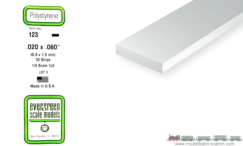 Evergreen 500123, EAN 787026001234: 10 Vierkantprofile 350mm x 0,50mm x 1,50mm