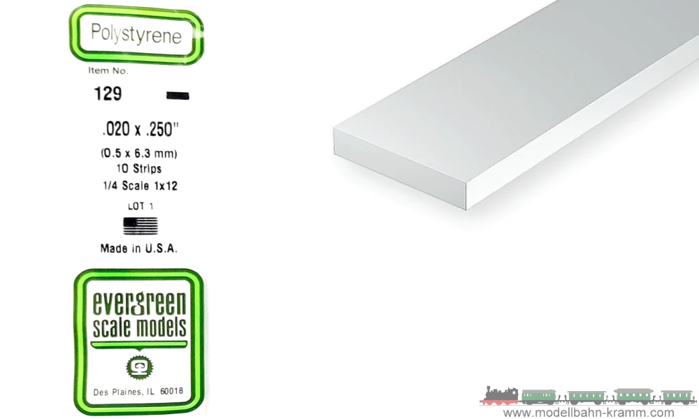 Evergreen 500129, EAN 787026001296: 10 Vierkantprofile 350mm x 0,50mm x 6,30mm
