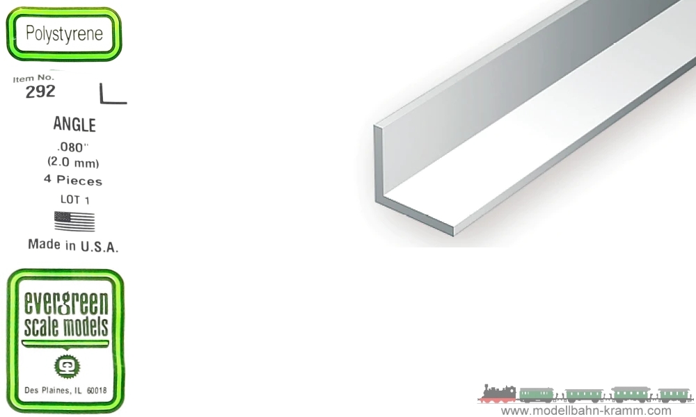 Evergreen 500292, EAN 787026002927: 4 Winkelprofile 350mm x 2,00mm x 2,00mm