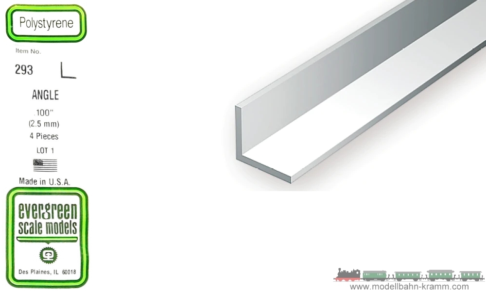 Evergreen 500293, EAN 787026002934: 4 Winkelprofile 350mm x 2,50mm x 2,50mm
