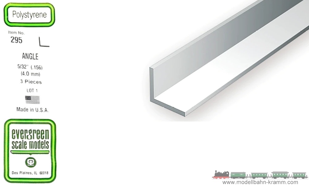 Evergreen 500295, EAN 787026002958: 3 Winkelprofile 350mm x 4,00mm x 4,00mm