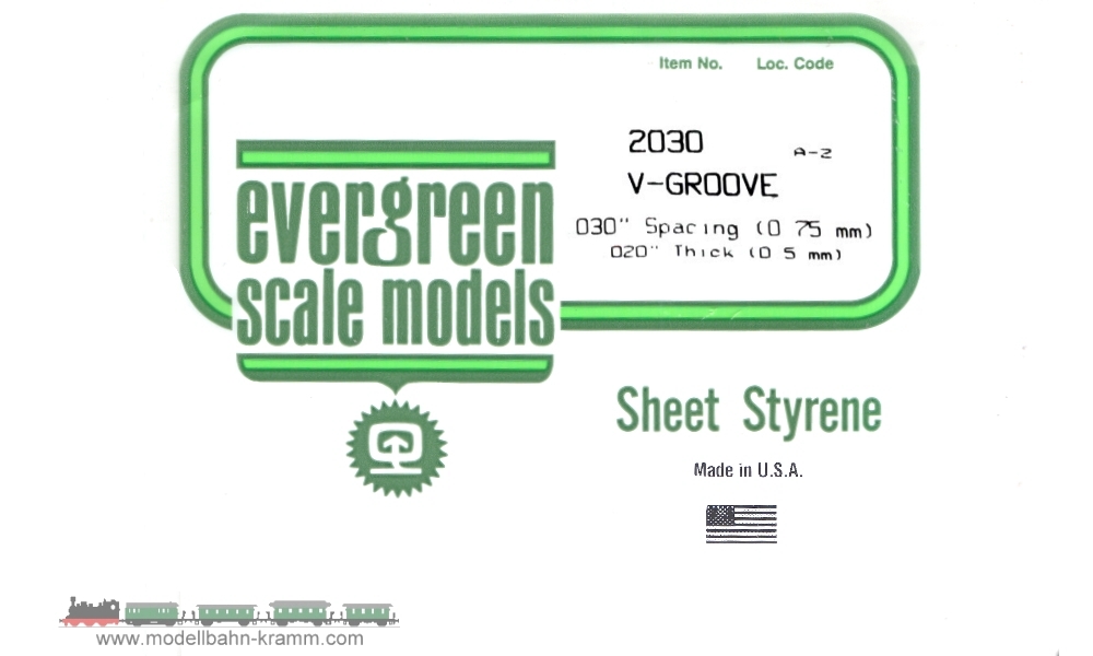 Evergreen 502030, EAN 787026020303: Strukturplatte V-Rille 0,75mm x 150mm x 300mm