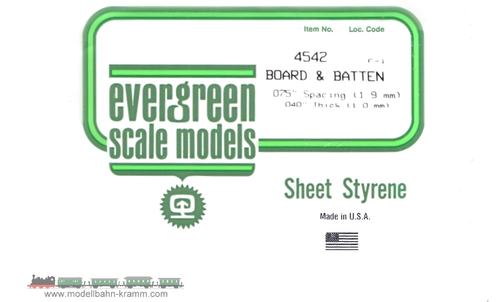 Evergreen 504542, EAN 787026045429: Strukturplatte Raster 1,90mm x 150mm x 300mm