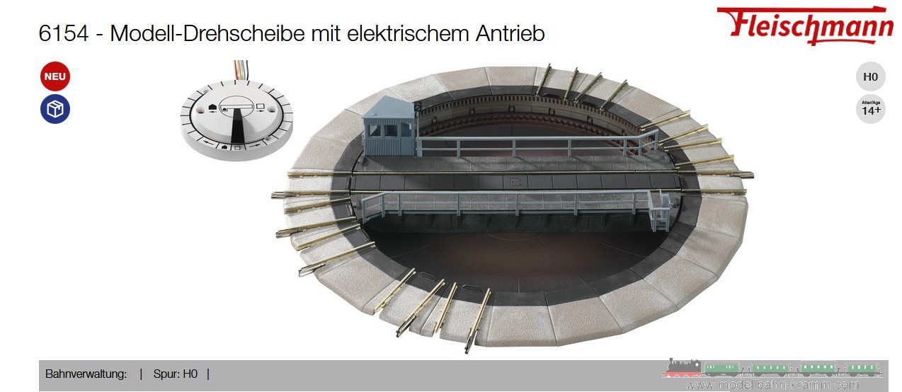 Fleischmann 6154, EAN 4005575061544: H0 Profi Drehscheibe 16 Meter