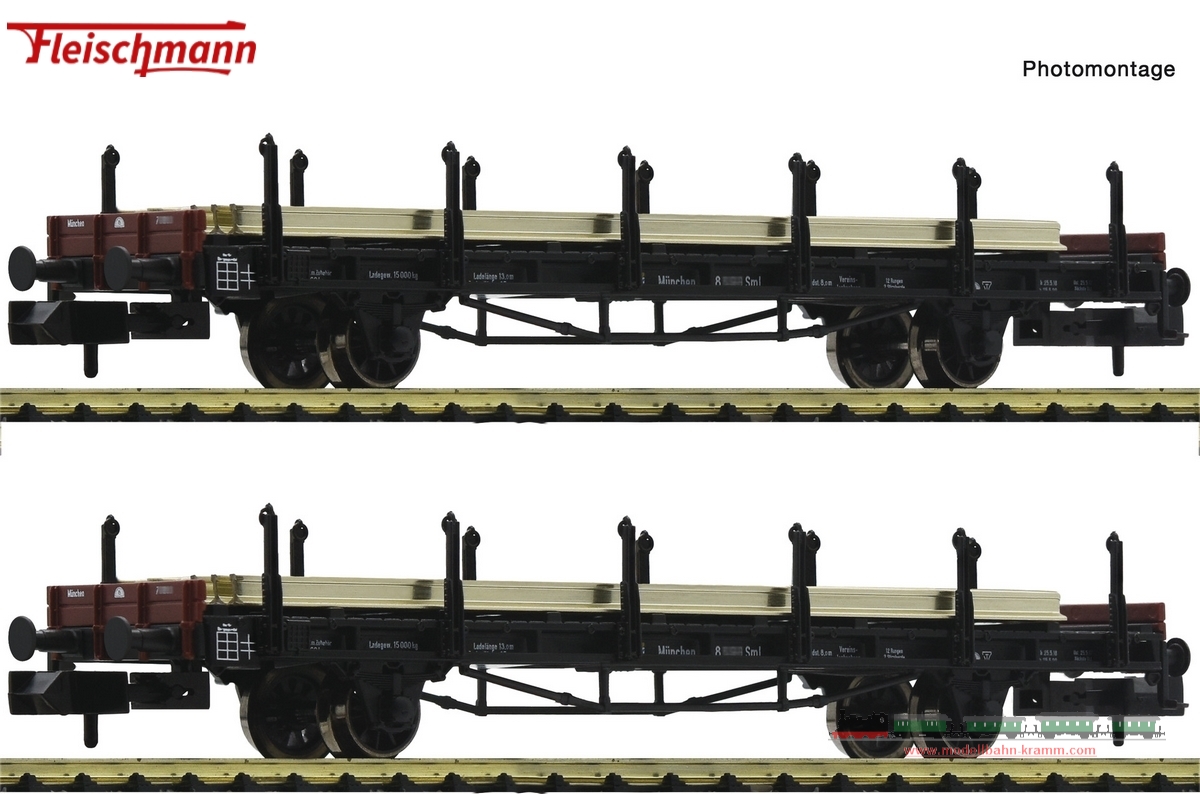 Fleischmann 823607, EAN 4005575255288: N 2-tlg. Set: Schienentransportwagen