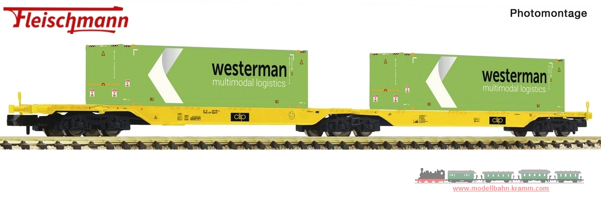 Fleischmann 825342, EAN 4005575257749: N Container-Doppeltragwagen CLIP