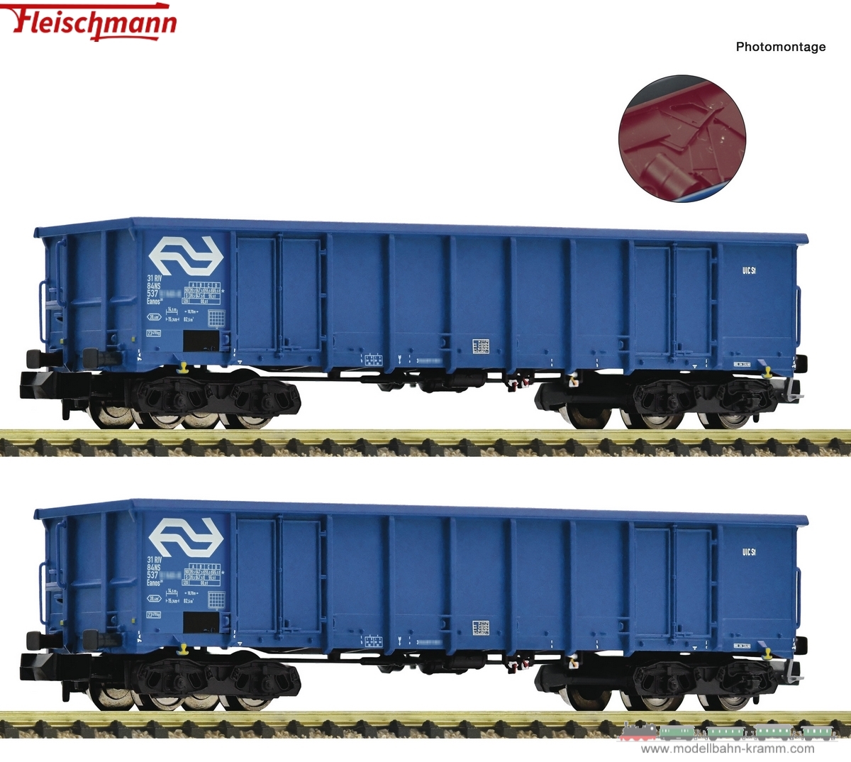 Fleischmann 830258, EAN 4005575258203: N 2-tlg. Set: Offene Güterwagen, NS