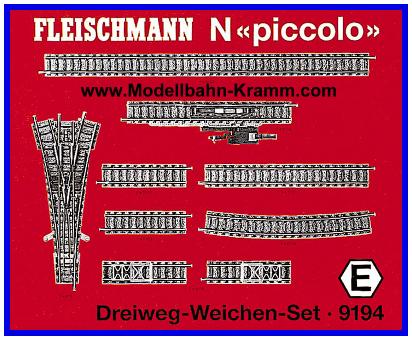 NEU & OVP Fleischmann 9194 N Dreiweg-Weichen-Set E + 