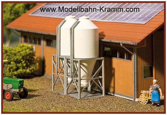 2 tower silos with metal frame for dry outdoor sto