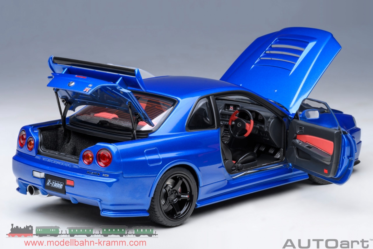 AutoArt 77462, EAN 2000075576347: 1:18 Nissan Skyline GT-R (R34) Z-tune (Bayside Blue)