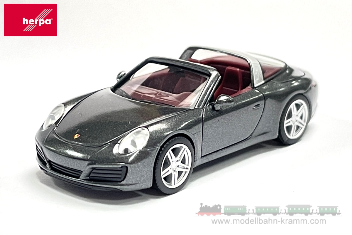 Herpa 038867-002, EAN 4013150351317: 1:87 Porsche 911 Targa 4 (991) 2014, achatgrau metallic