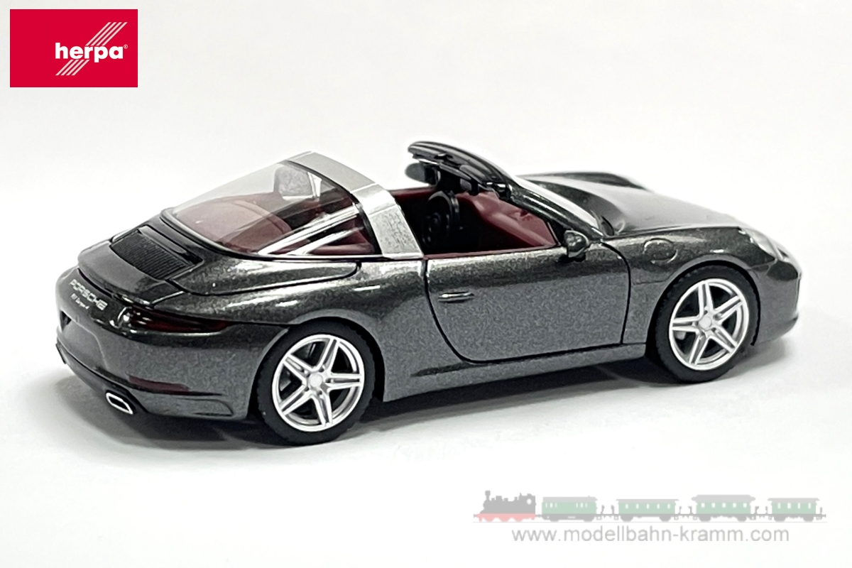 Herpa 038867-002, EAN 4013150351317: 1:87 Porsche 911 Targa 4 (991) 2014, achatgrau metallic