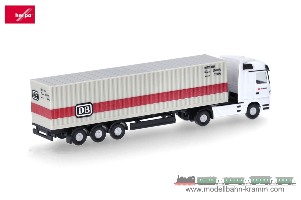 Herpa 066853, EAN 2000075618542: 1:160 MB Actros Container-Sattelzug Deutsche Bahn