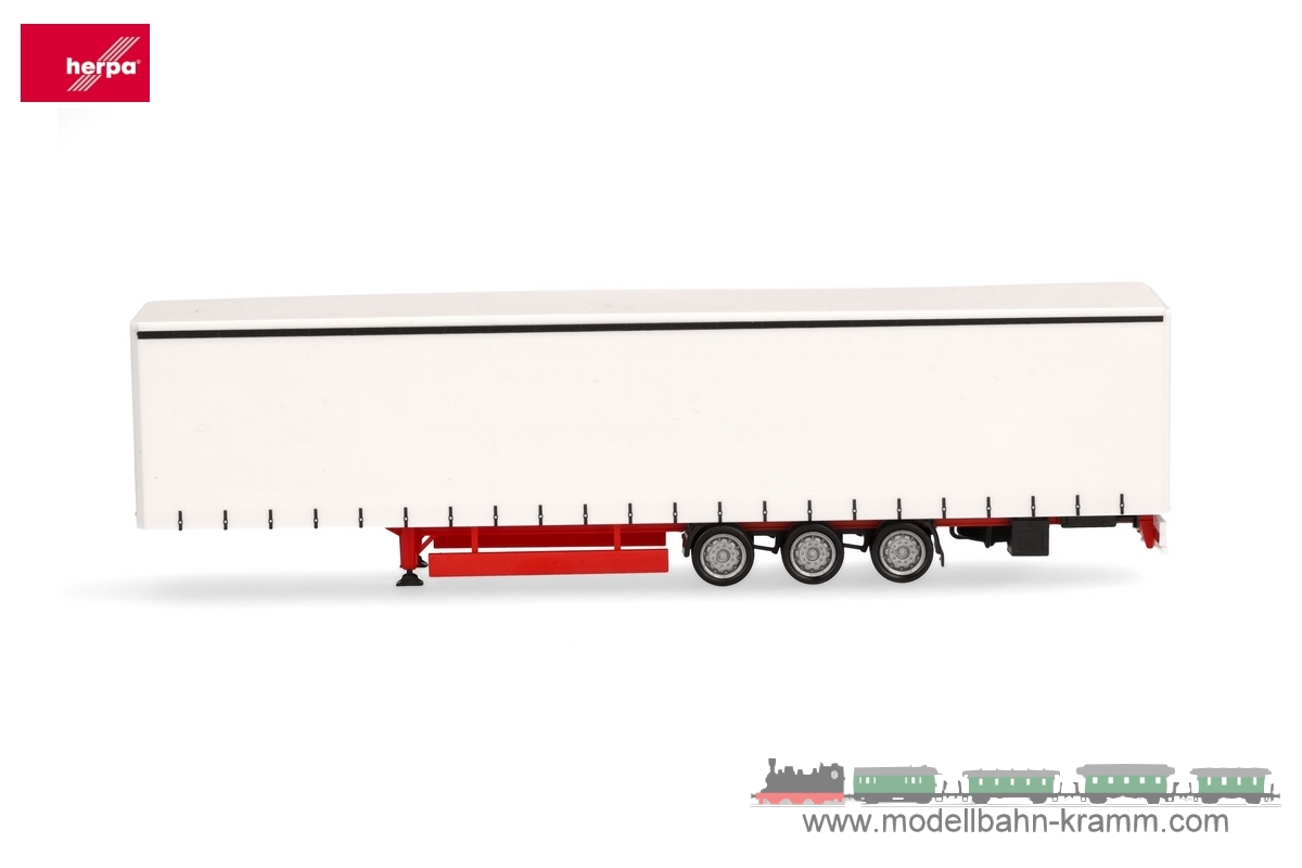 Herpa 077064, EAN 4013150077064: Lowlinergardinenplanen-Auflieger 15m 3achs, weiß