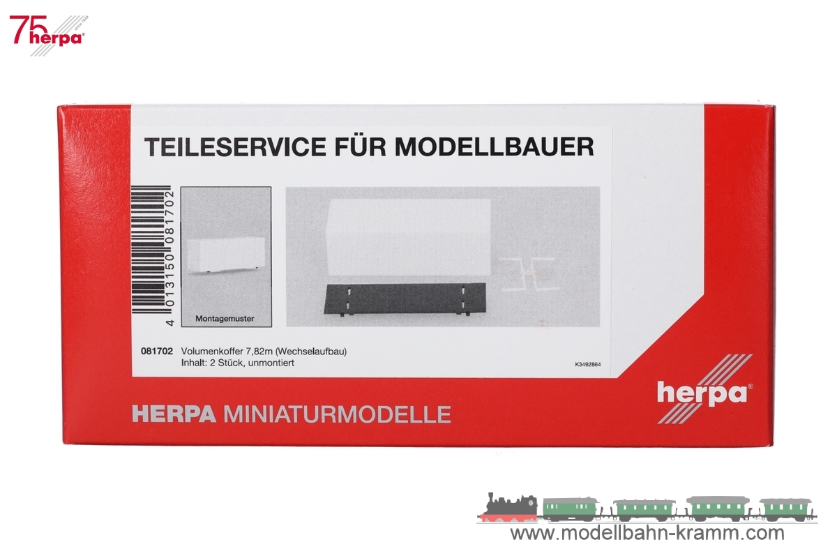 Herpa 081702, EAN 4013150081702: 1:87 Teileservice Volumenkoffer für Wechselaufbauten 7,82m (2 Stück)