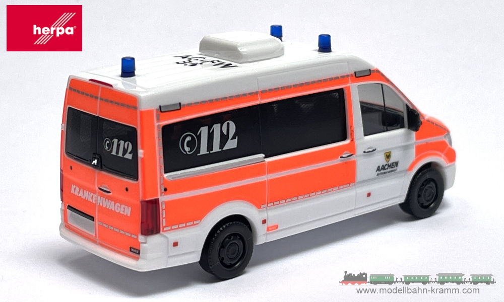 Herpa 096652, EAN 4013150096652: 1:87 MAN TGE Bus HD Rettungsdienst Aachen