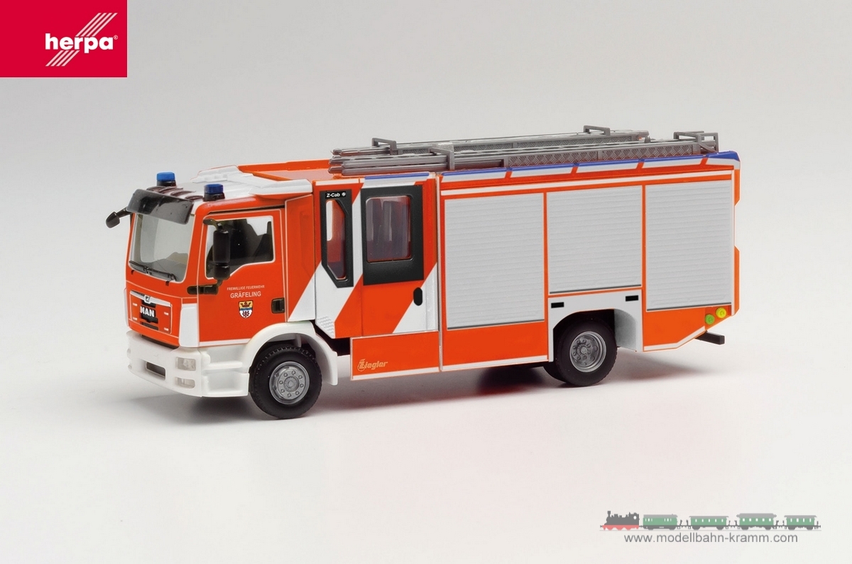 Herpa 096850, EAN 4013150096850: 1:87 MAN TGM Ziegler Z-Cab „Feuerwehr Gräfelfing“