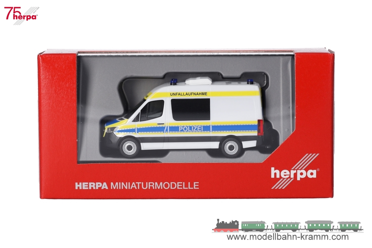 Herpa 097758, EAN 2000075618597: MB Sprinter ´18 Halbbus Hochdach Polizei NRW/Unfallaufnahme