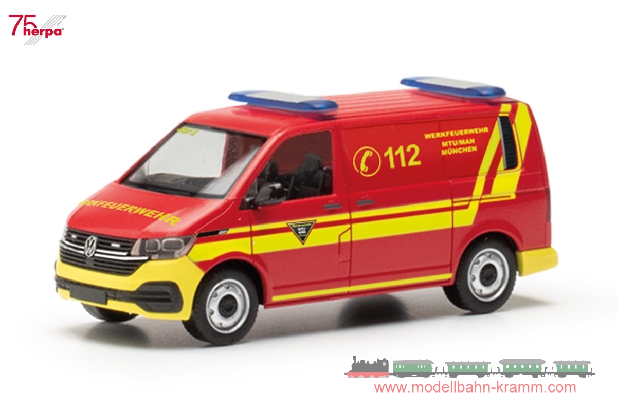 Herpa 097932, EAN 4013150097932: 1:87 VW T6.1 Halbbus Feuerwehr MTU/MAN München