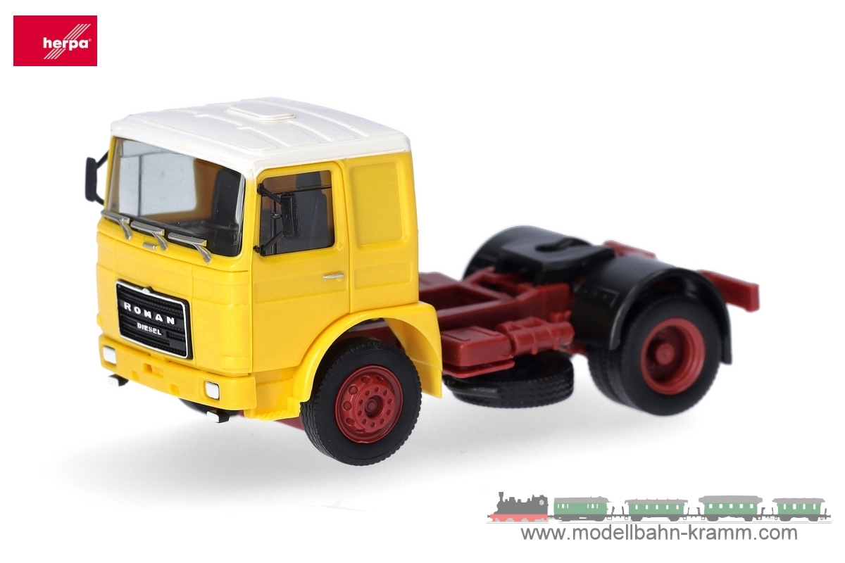 Herpa 310550-003, EAN 4013150353540: Roman Diesel Zugmaschine 2achs, gelb