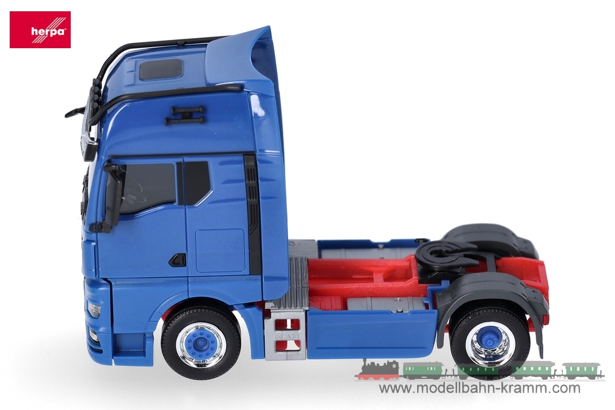 Herpa 313711-003, EAN 4013150353557: MAN TGX GX Individual Zugmaschine 2achs, enzianblau