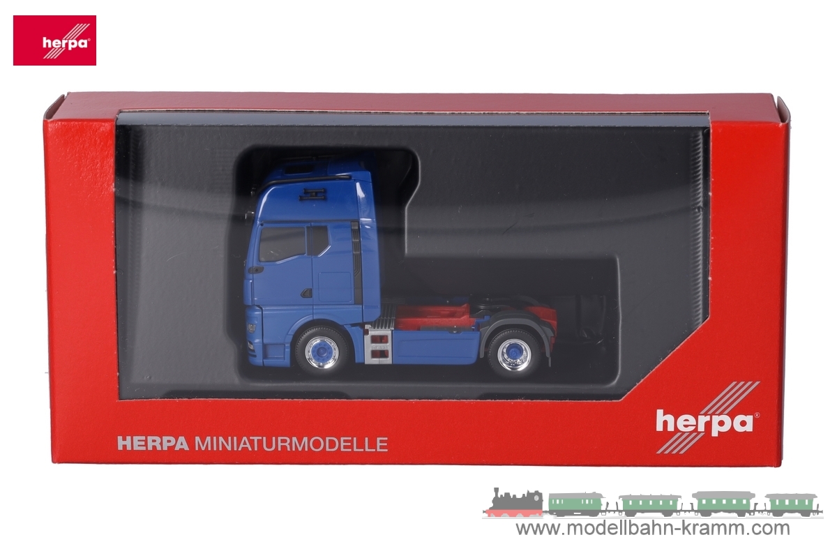 Herpa 313711-003, EAN 4013150353557: MAN TGX GX Individual Zugmaschine 2achs, enzianblau