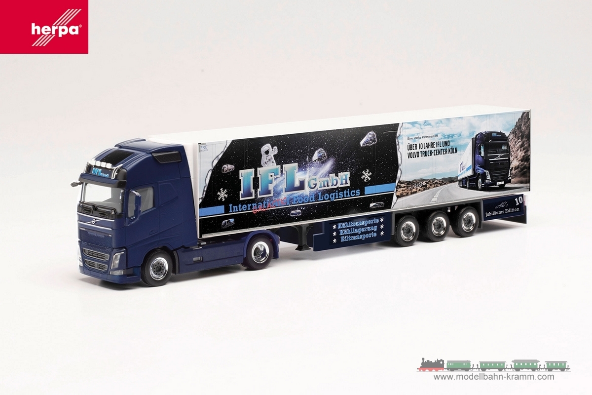 Herpa 314879, EAN 4013150314879: 1:87 Volvo FH Gl. XL Kühlkoffer-Sattelzug IFL Köln