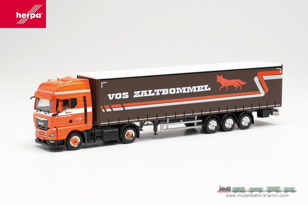 Herpa 315067, EAN 4013150315067: 1:87 MAN TGX GX Gardinenplanen-Sattelzug VOS Transport Zaltbommel (NL)