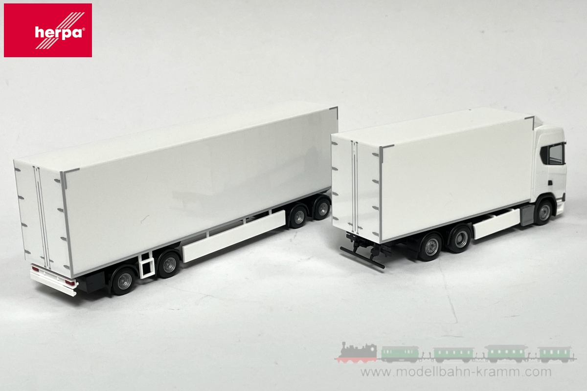 Herpa 315319, EAN 4013150315319: 1:87 Scania CS20 Schwedencombi, weiß