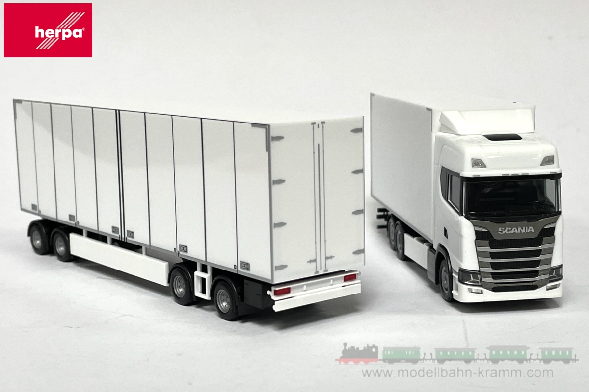 Herpa 315319, EAN 4013150315319: 1:87 Scania CS20 Schwedencombi, weiß