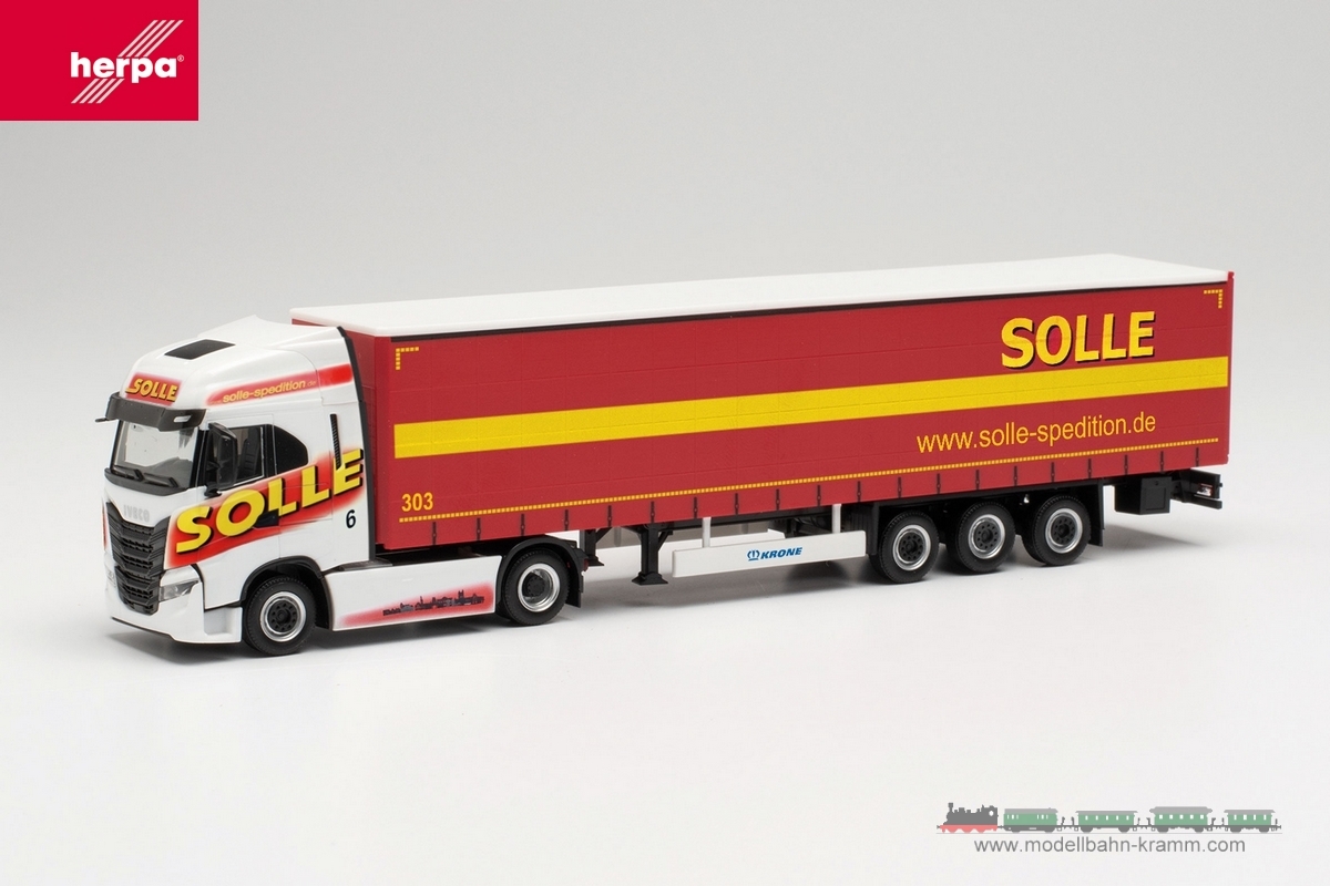 Herpa 315326, EAN 4013150315326: 1:87 Iveco S-Way Gardinenplanen-Sattelzug Solle (Nordrhein-Westfalen/Hamm)