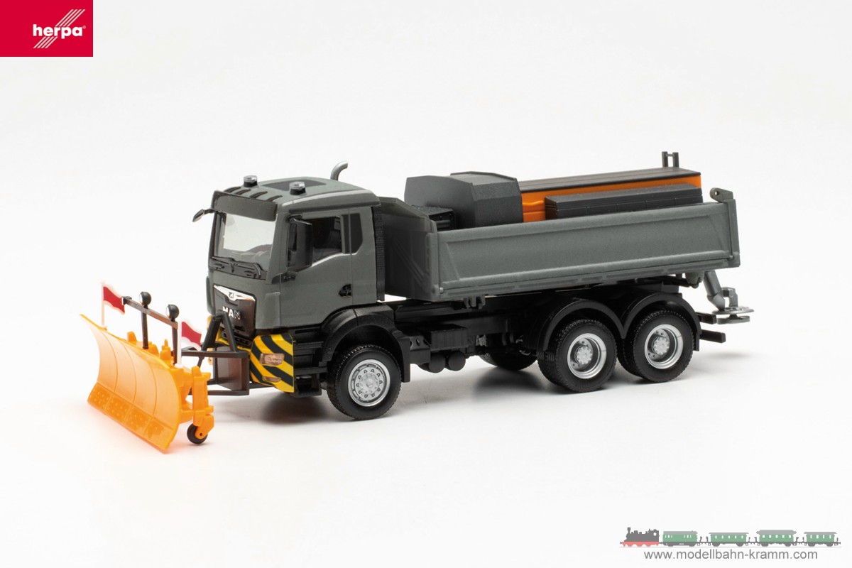 Herpa 315388, EAN 4013150315388: H0/1:87 MAN TGS NN Winterdienstfahrzeug, grau/gelb