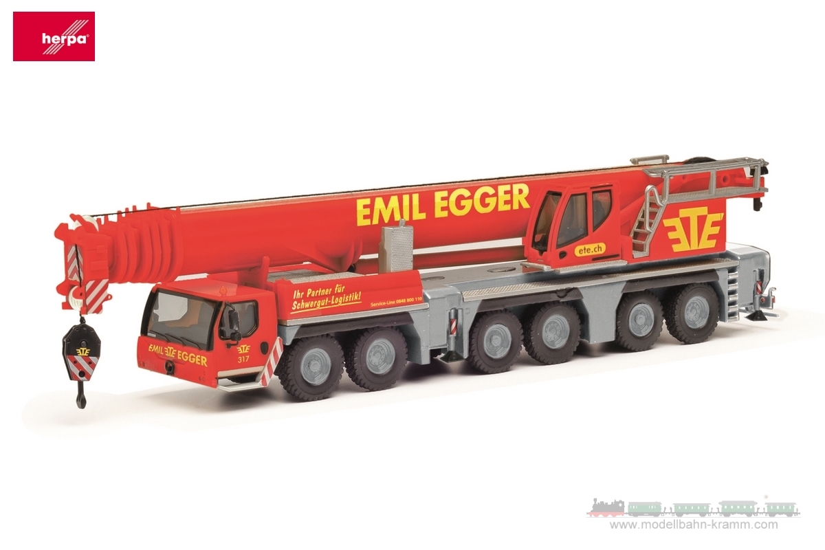 Herpa 317429, EAN 2000075618900: Liebherr Mobilkran KTM 1300-6.2 Emil Egger (CH)