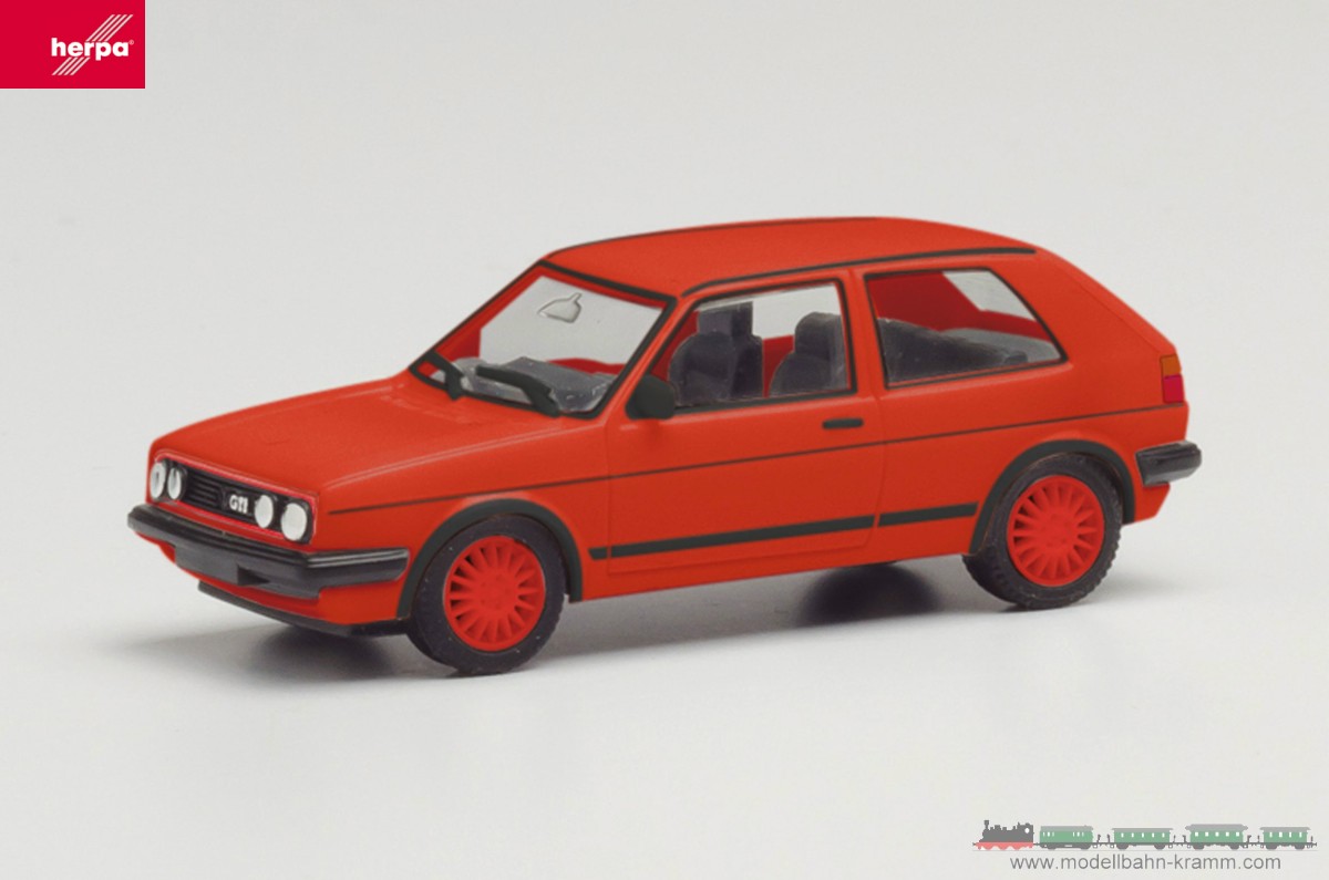 Herpa 420846-002, EAN 4013150351614: 1:87 VW Golf II GTI, rot, mit Sportfelgen