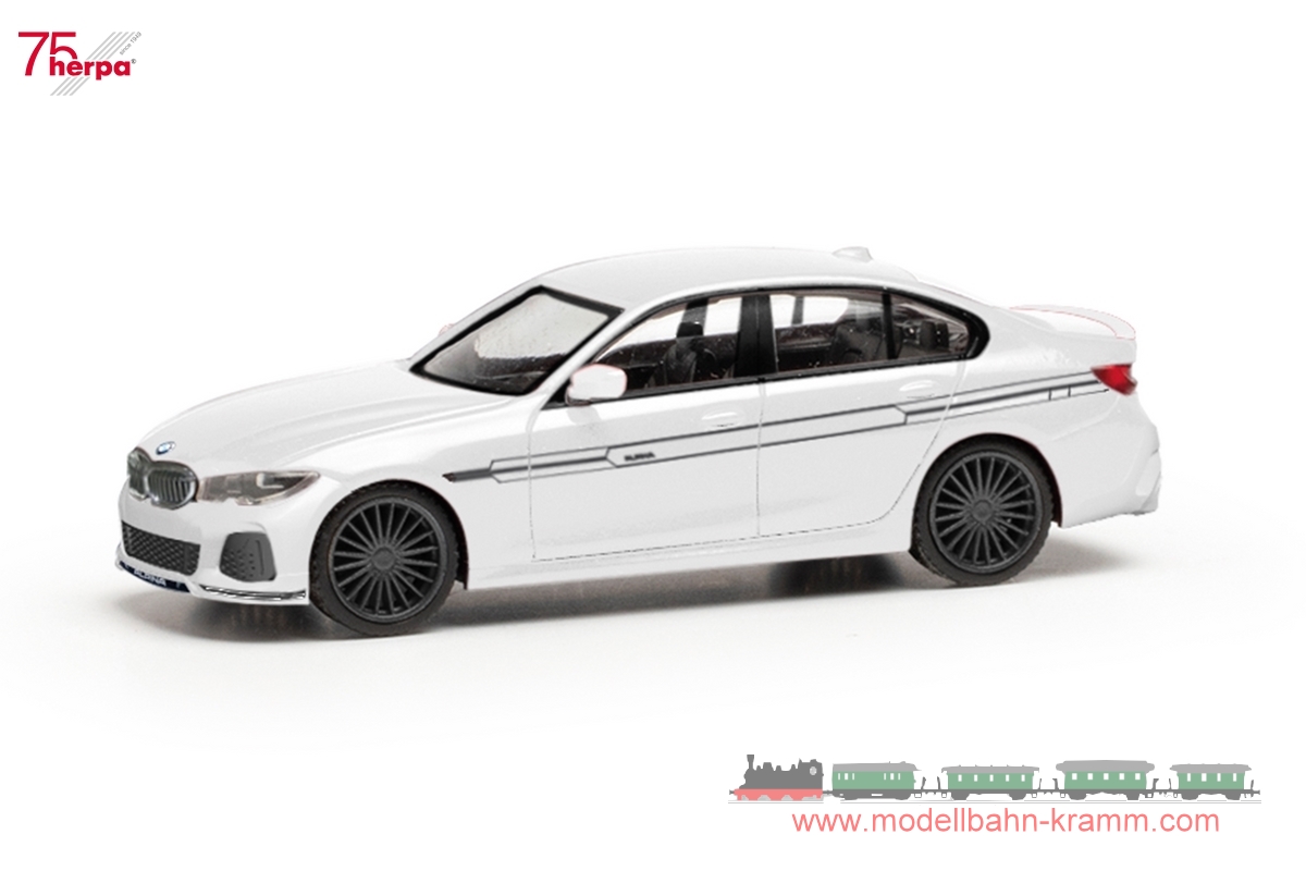 Herpa 420976-002, EAN 4013150353755: 1:87 BMW Alpina B3 Limousine, weiß, Dekor und Felgen schwarz