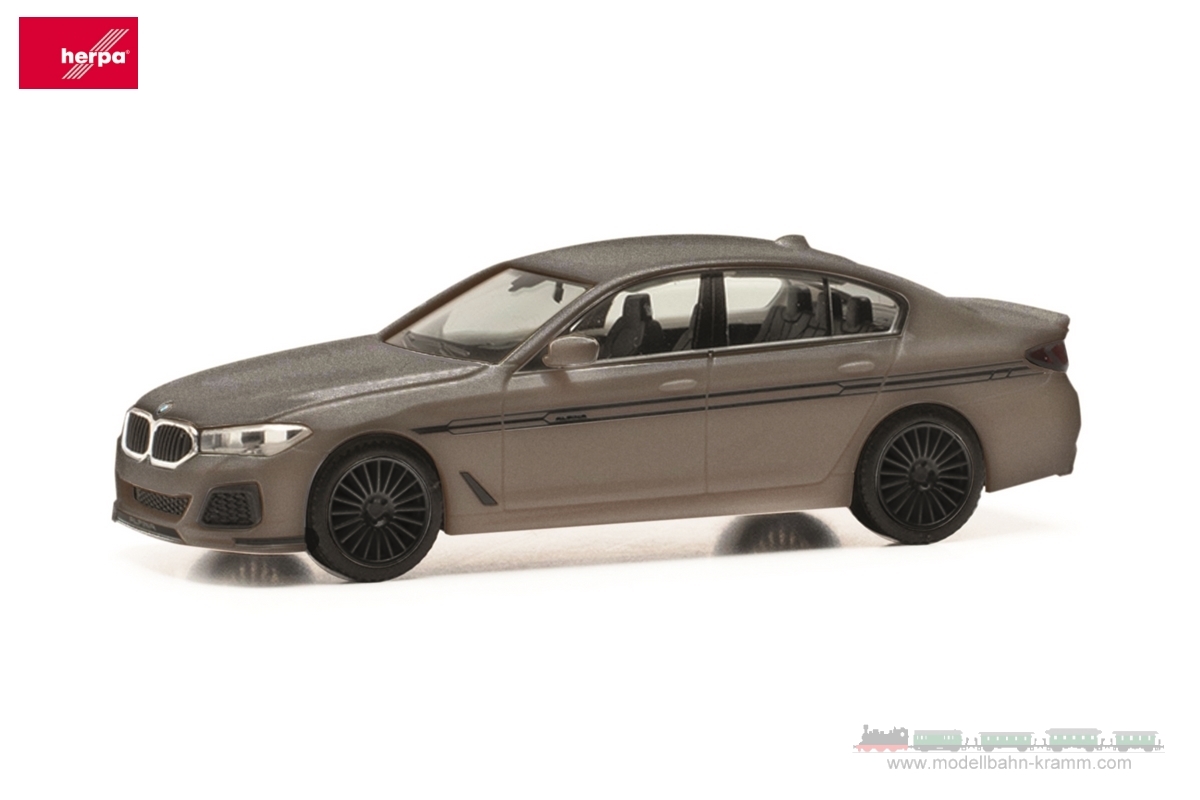 Herpa 430951-002, EAN 4013150353496: BMW Alpina B5 Limousine, champagner quarz metallic (Dekor und Felgen schwarz)