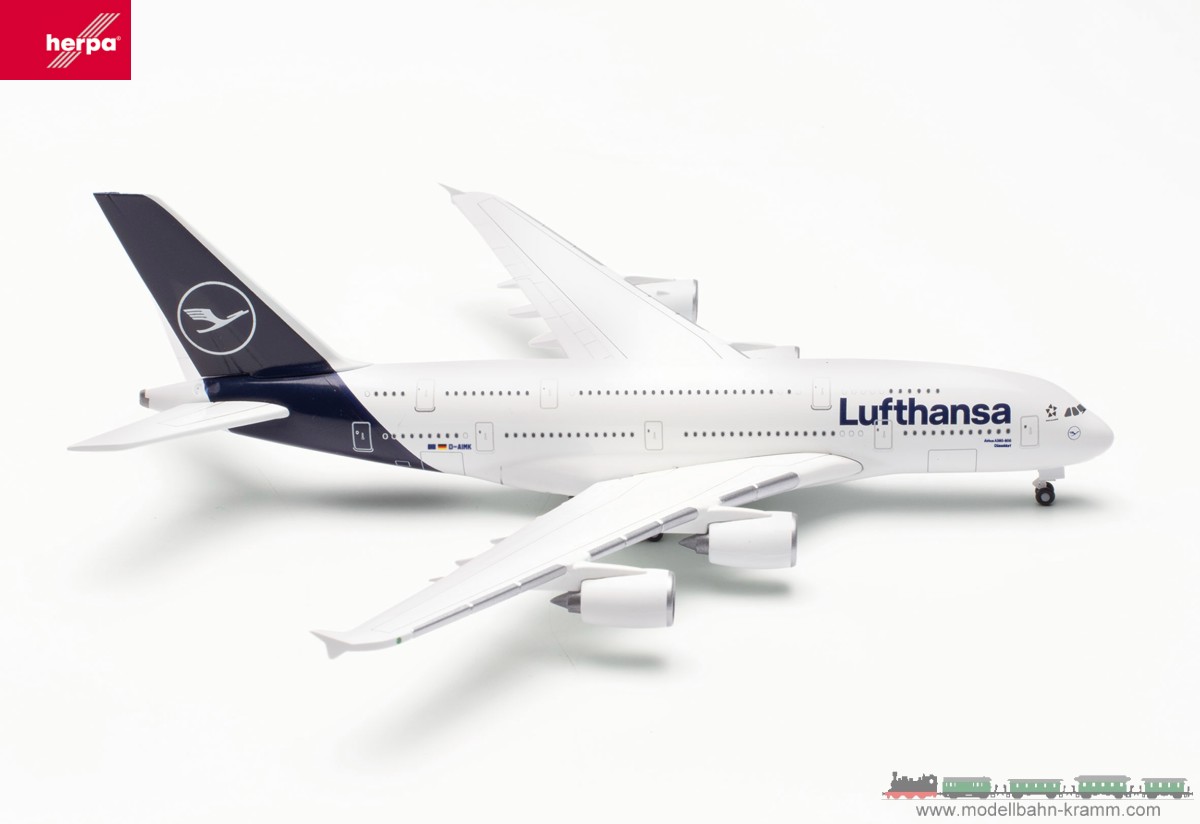Herpa 533072-001, EAN 4013150352529: 1:500 Lufthansa Airbus A380 – D-AIMK Düsseldorf