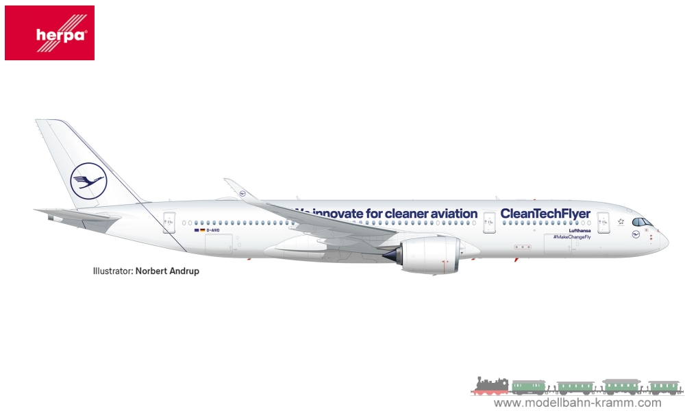 Herpa 536653, EAN 4013150536653: 1:500 Lufthansa Airbus A350-900 CleanTechFlyer