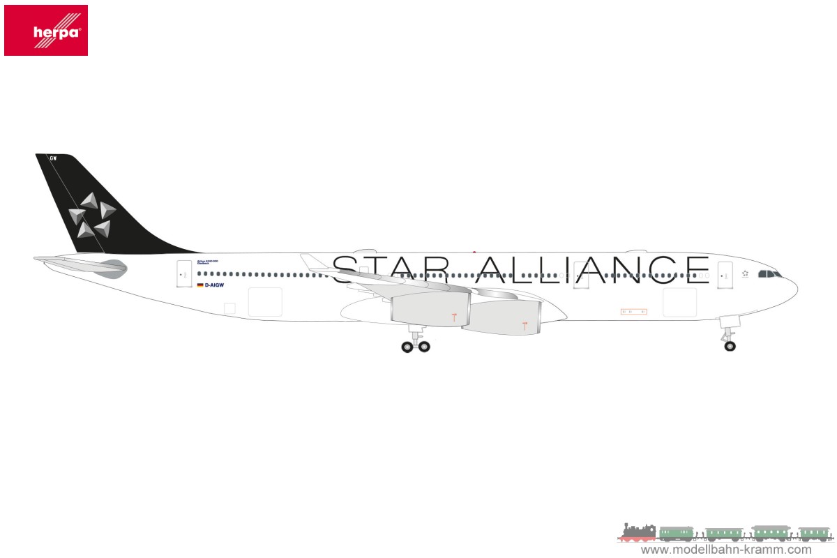 Herpa 536851, EAN 2000075555953: 1:500 Lufthansa Airbus A340-300 Star Alliance