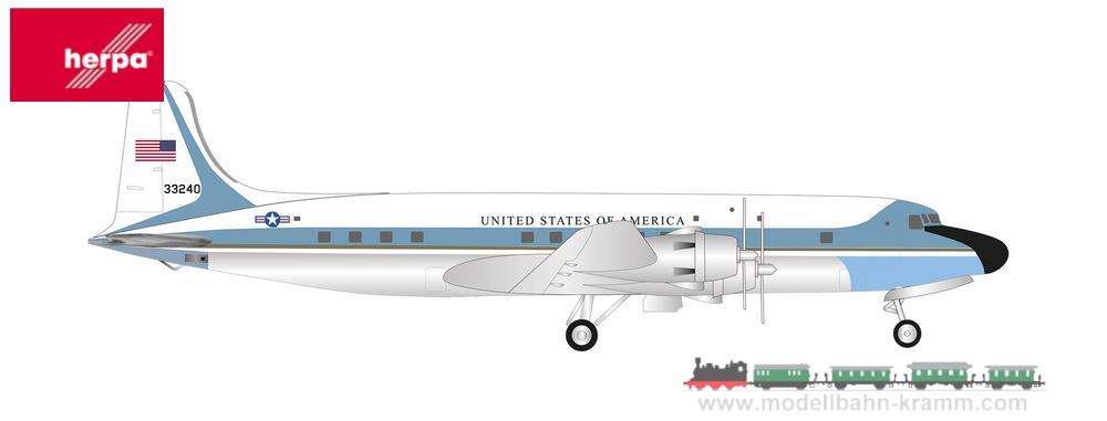 Herpa 537001, EAN 4013150537001: 1:500 U.S. Air Force Douglas VC-118A - 1254th Air Transport (Special Missions) Wing, Andrews Air Base “Air Force One” – 53-3240