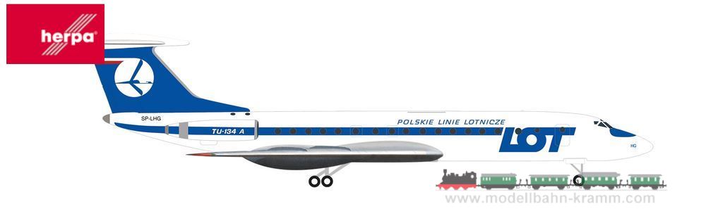 Herpa 537025, EAN 4013150537025: 1:500 LOT Polish Airlines Tupolev TU-134A – SP-LHG