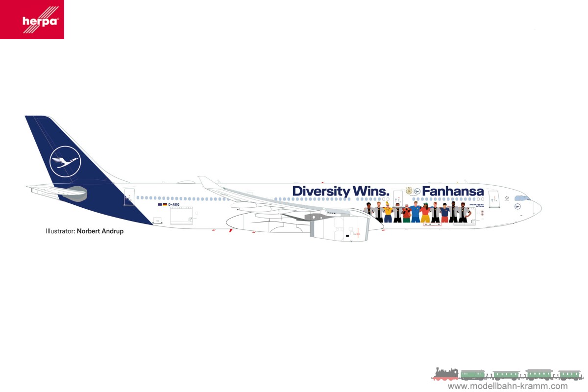 Herpa 537216, EAN 2000075571052: 1:500 LH Airbus A330-300 Fanhansa Diversity Wins
