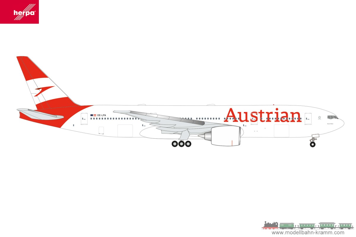 Herpa 537339, EAN 2000075571106: 1:500 Austrian Airlines Boeing 777-200