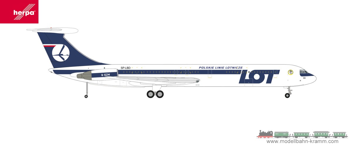 Herpa 572682, EAN 4013150572682: 1:200 LOT Polish Airlines Ilyushin IL-62M – SP-LBD “Wladyslaw Sikorski”