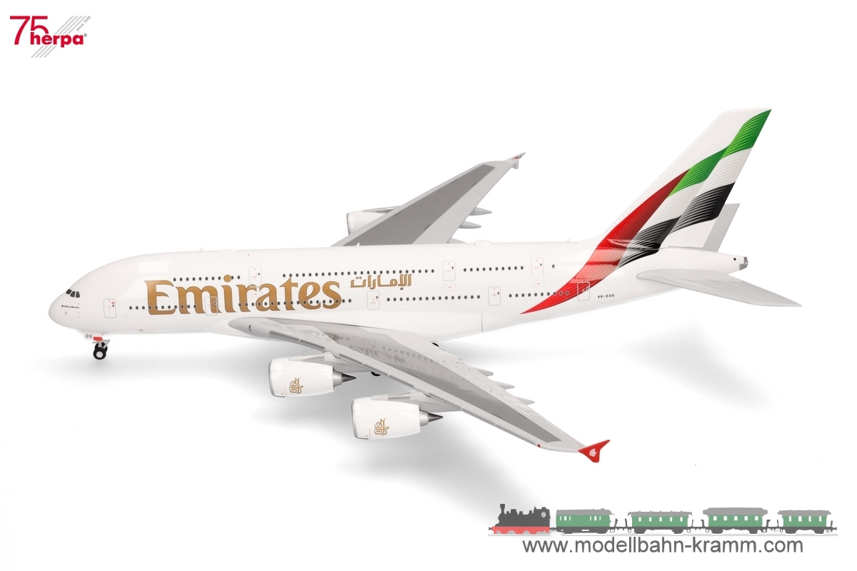 Herpa 572927, EAN 2000075619389: Emirates Airbus A380 - new colors